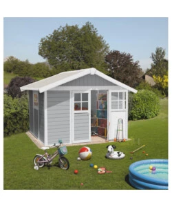 Casetta da giardino in pvc grosfillex "deco 5" grigio e bianco 295x261x236 cm - cod. 22905235